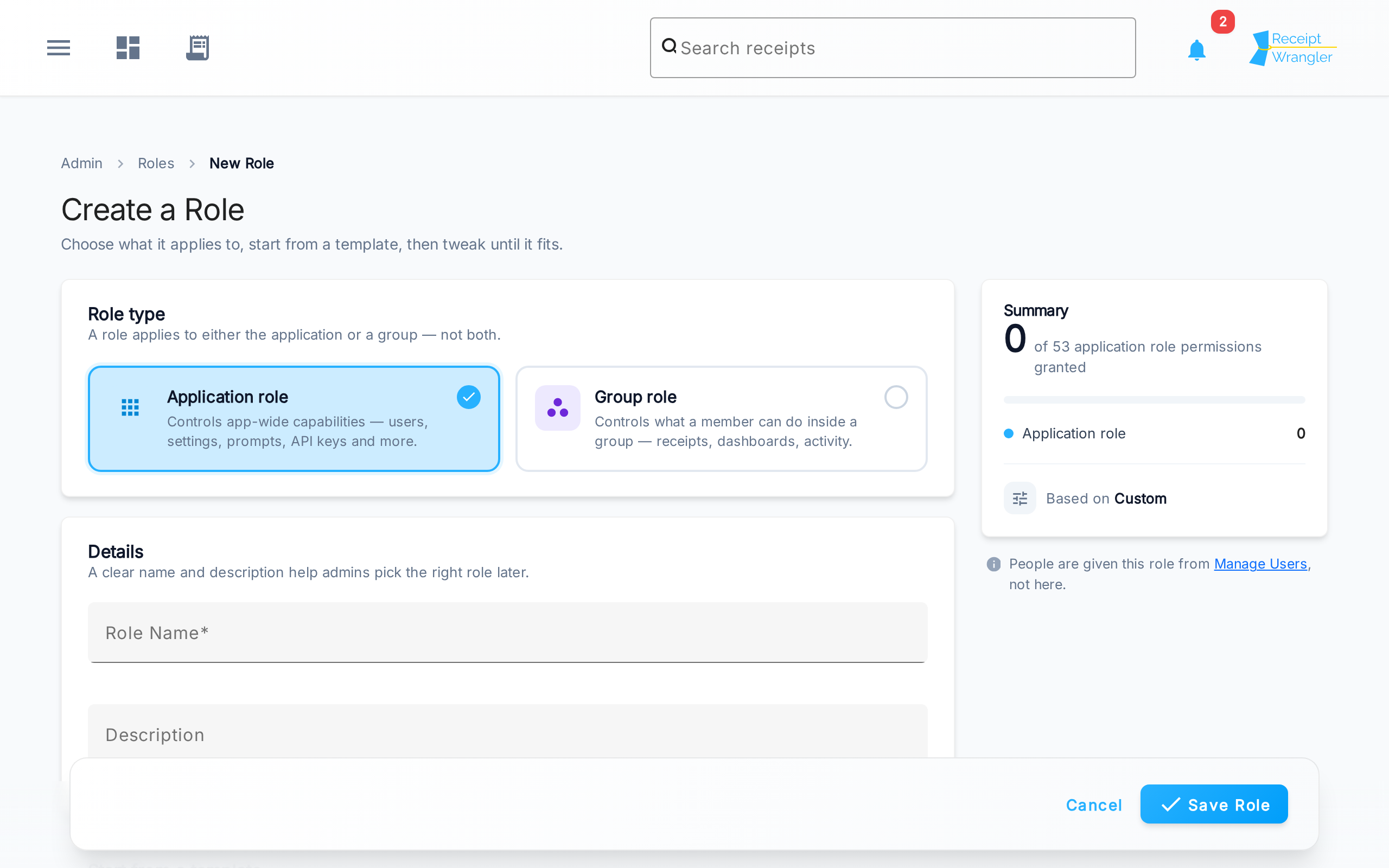creating an application role