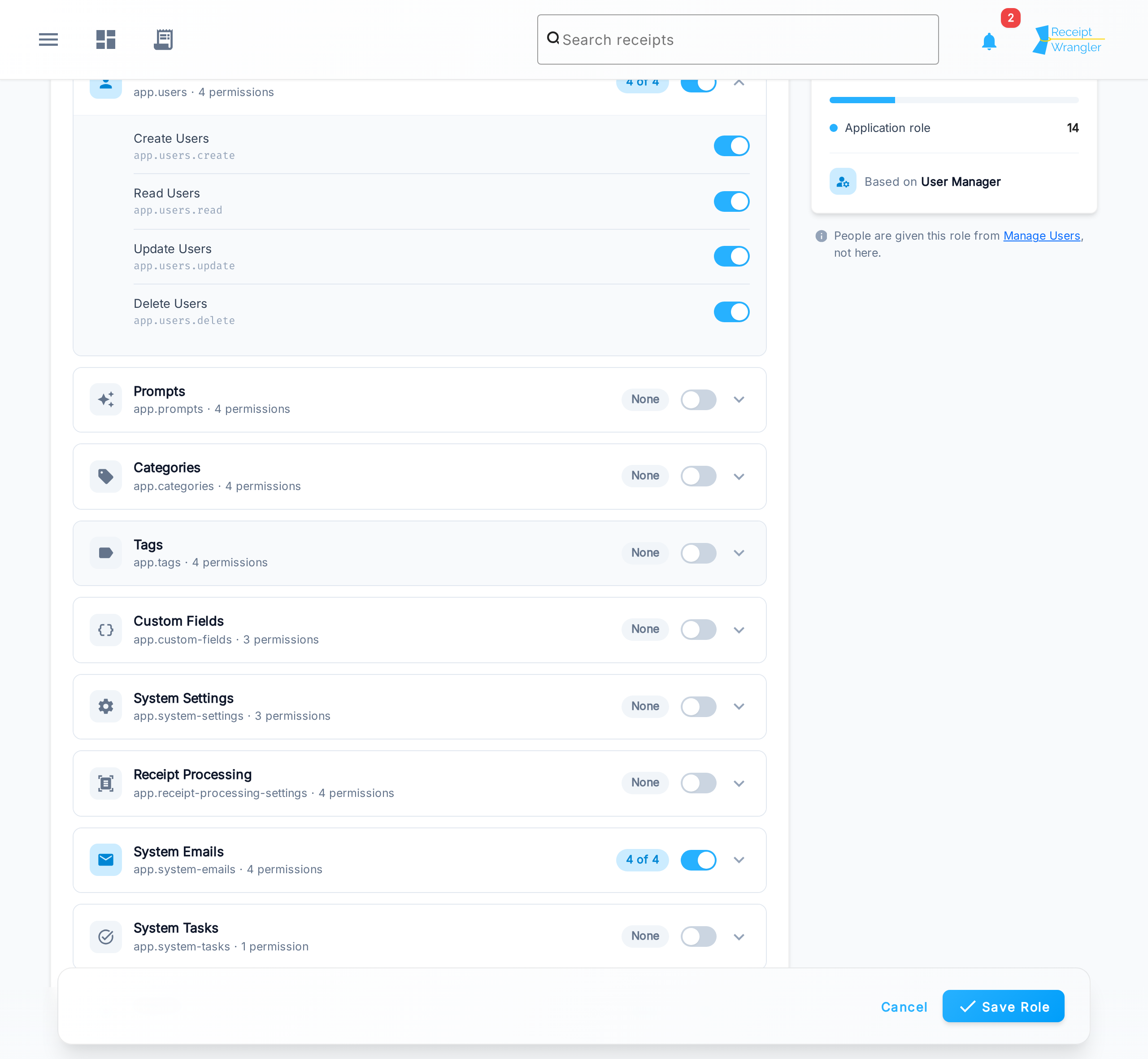 the permission picker with a resource expanded